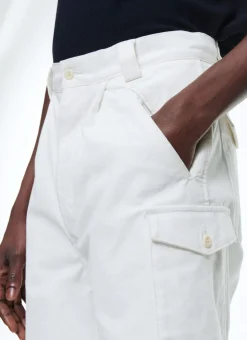 Fursac Cotton Canvas Pleated Bermuda Shorts White Cheap