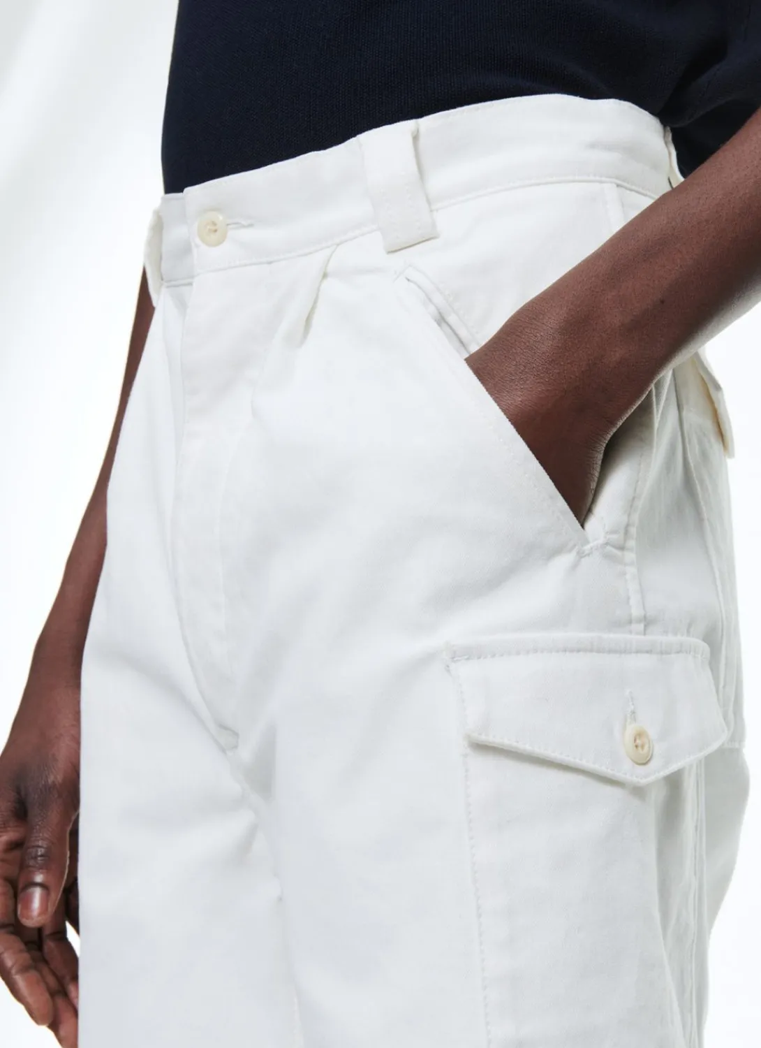 Fursac Cotton Canvas Pleated Bermuda Shorts White Cheap