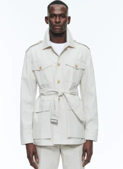 Fursac Cotton Canvas Safari Jacket Beige Flash Sale