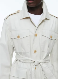 Fursac Cotton Canvas Safari Jacket Beige Flash Sale
