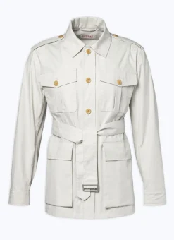 Fursac Cotton Canvas Safari Jacket Beige Flash Sale