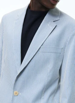 Fursac Cotton Canvas Suit With Stripes White And Sky Blue Stripes Fashion