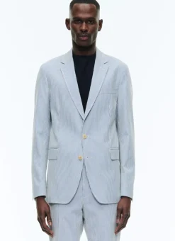 Fursac Cotton Canvas Suit With Stripes White And Sky Blue Stripes Fashion