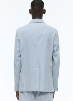 Fursac Cotton Canvas Suit With Stripes White And Sky Blue Stripes Fashion
