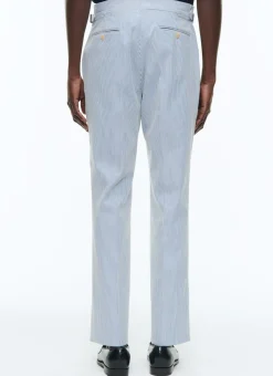Fursac Cotton Canvas Trousers With Stripes White And Sky Blue Stripes Fashion