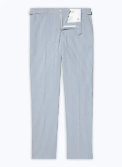Fursac Cotton Canvas Trousers With Stripes White And Sky Blue Stripes Fashion