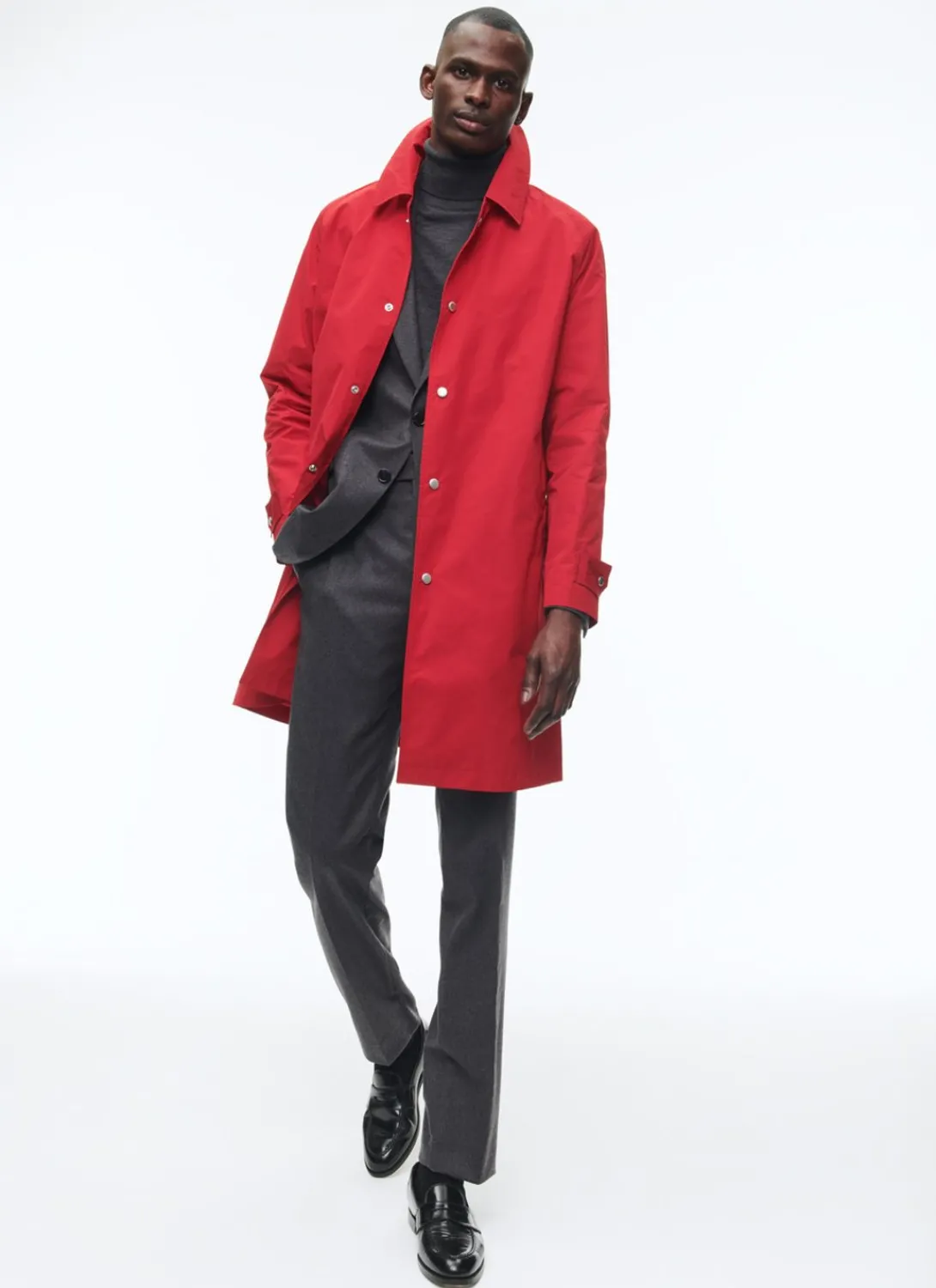 Fursac Cotton Coat With Shirt Collar Red Cheap