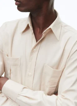 Fursac Cotton Flannel Overshirt Beige Fashion