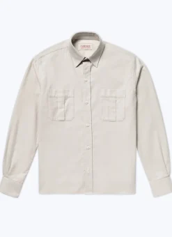 Fursac Cotton Flannel Overshirt Beige Fashion