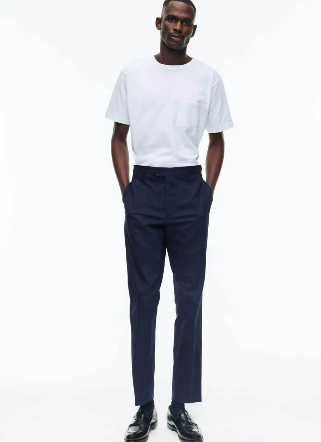 Fursac Cotton Gabardine Chino Trousers Navy Blue Clearance