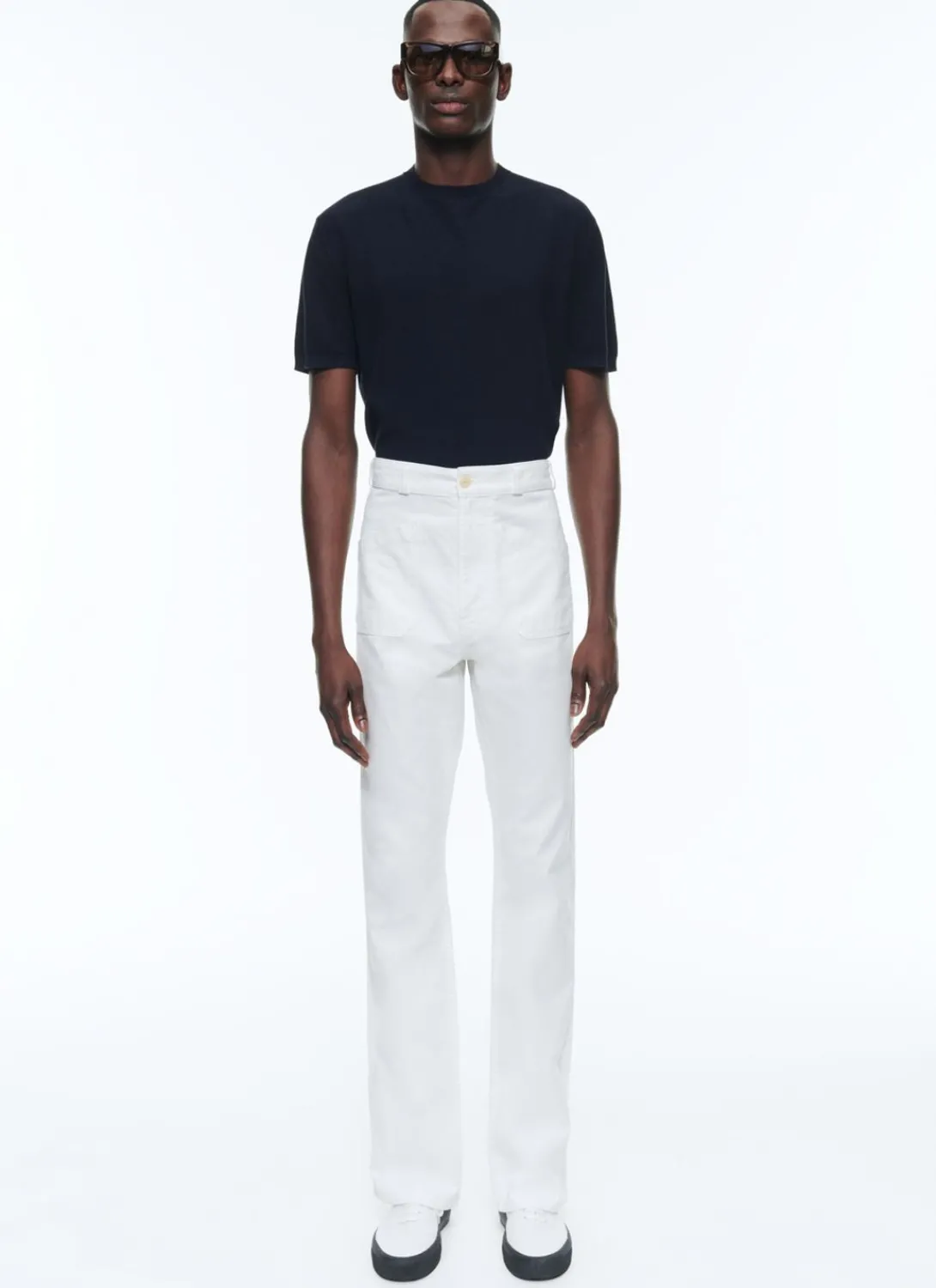 Fursac Cotton Gabardine Flare Trousers White Shop