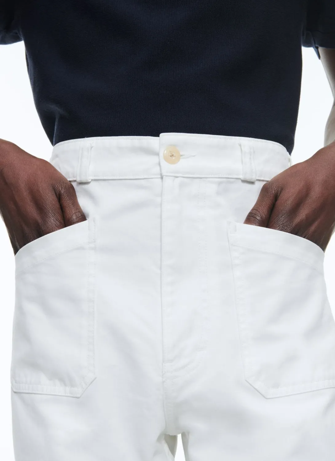 Fursac Cotton Gabardine Flare Trousers White Shop