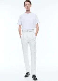 Fursac Cotton Gabardine Pleated Trousers White Shop