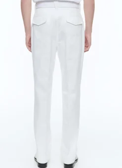 Fursac Cotton Gabardine Pleated Trousers White Shop
