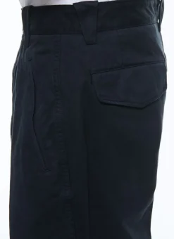 Fursac Cotton Gabardine Pleated Trousers Navy Blue Store