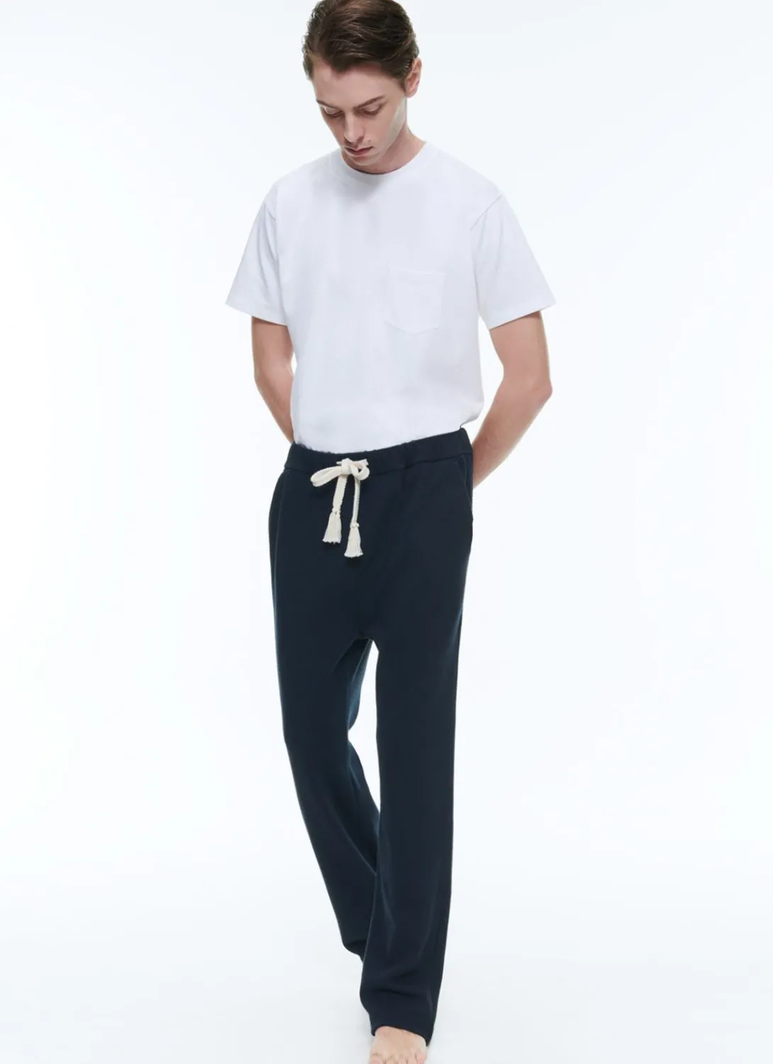 Fursac Cotton Jersey Jogging Pants Navy Blue Clearance