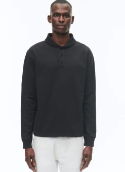 Fursac Cotton Jersey Shawl Collar Sweatshirt Black Cheap
