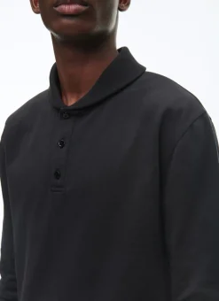 Fursac Cotton Jersey Shawl Collar Sweatshirt Black Cheap
