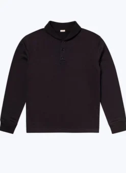Fursac Cotton Jersey Shawl Collar Sweatshirt Black Cheap