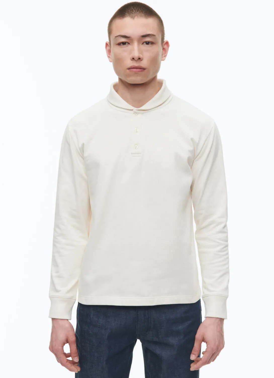 Fursac Cotton Jersey Shawl Collar Sweatshirt Ecru Discount