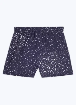 Fursac Cotton Poplin Boxer Shorts Navy Blue - Stars Print Shop