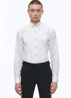 Fursac Cotton Poplin Pleated Chestplate Shirt White Online