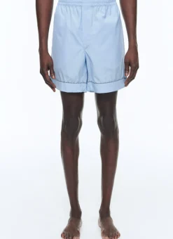 Fursac Cotton Poplin Pyjamas Sky Blue - Contrasting Piping Best Sale