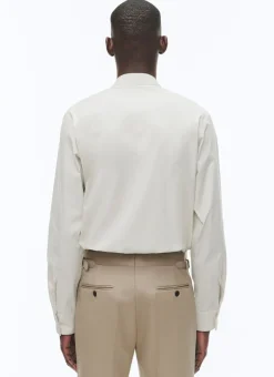 Fursac Cotton Poplin Shirt With Corsair Collar Grege New