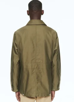 Fursac Cotton Satin Jacket Olive Green Discount