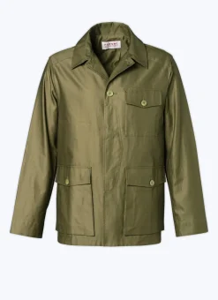 Fursac Cotton Satin Jacket Olive Green Discount