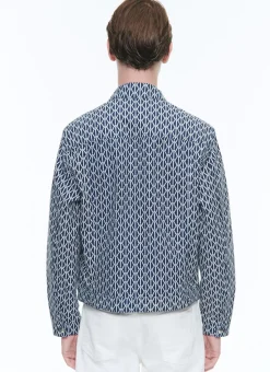 Fursac Cotton Serge Jacket With Rope Print Denim Blue Best