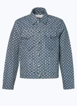 Fursac Cotton Serge Jacket With Rope Print Denim Blue Best