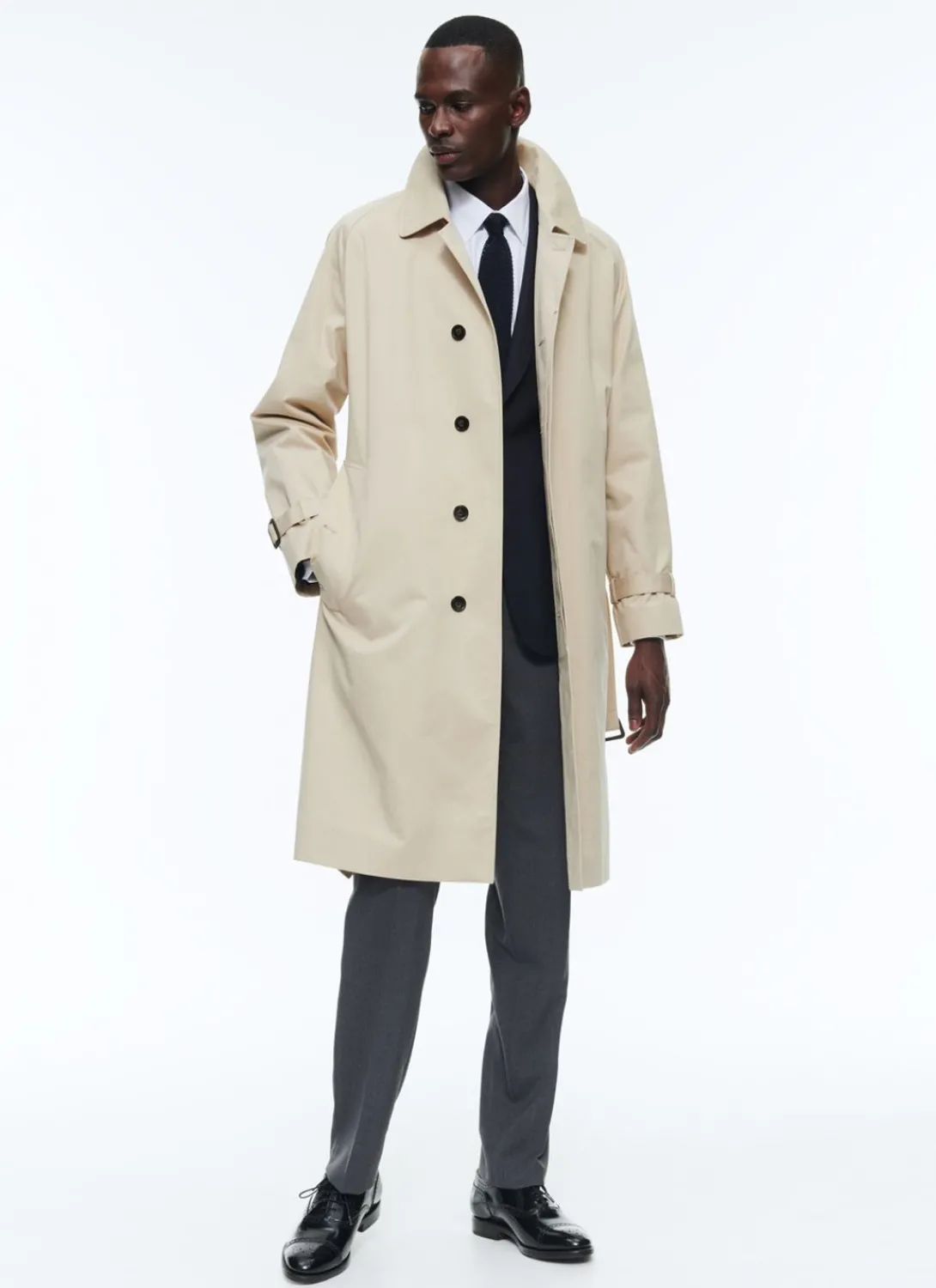 Fursac Cotton Serge Long Coat With Belt Beige Best