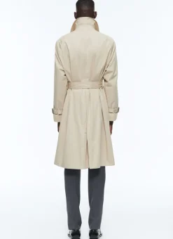 Fursac Cotton Serge Long Coat With Belt Beige Best