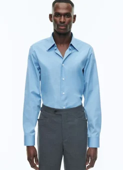 Fursac Cotton Shirt With A Swallow Collar Blue Store