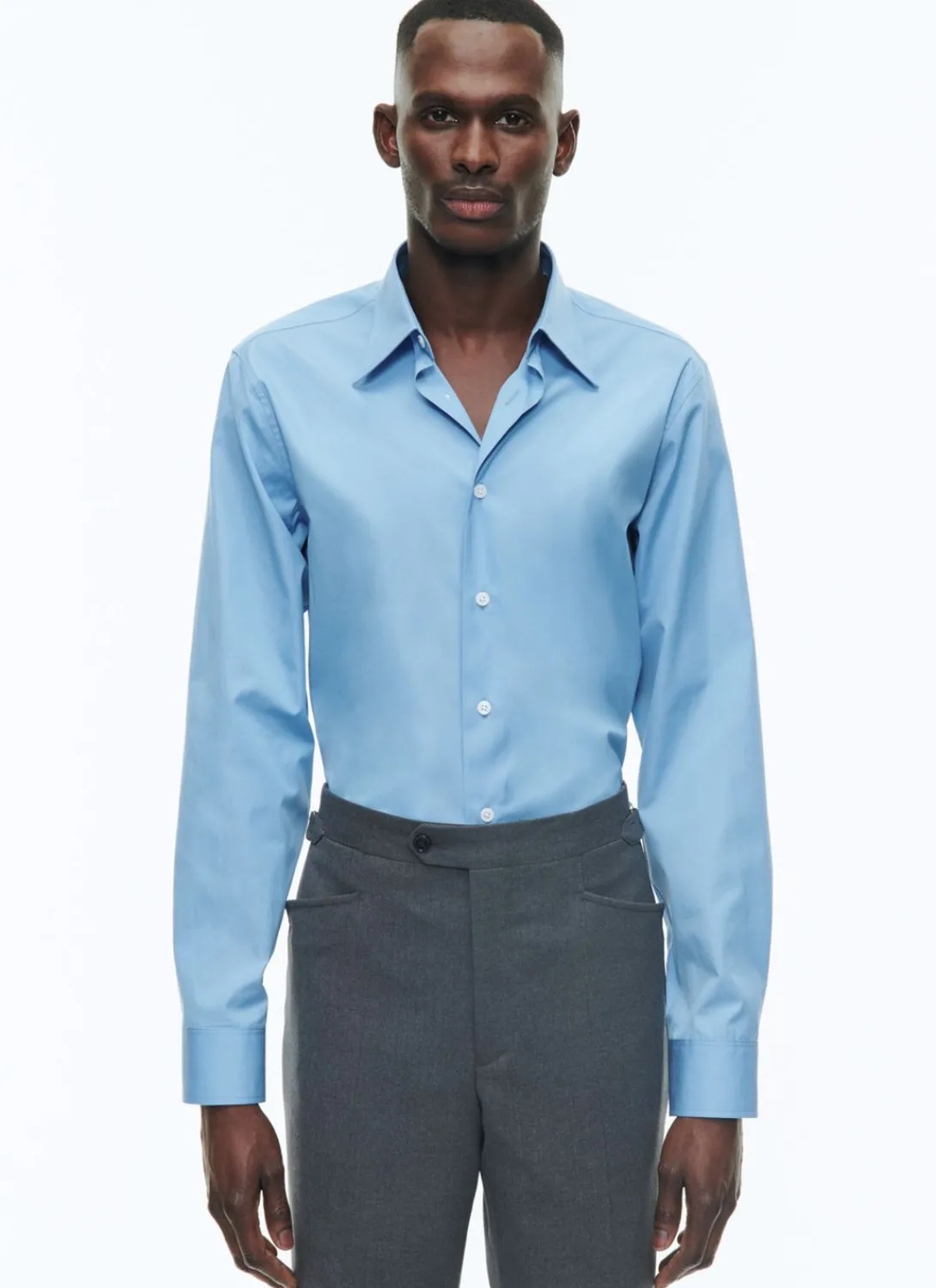 Fursac Cotton Shirt With A Swallow Collar Blue Store
