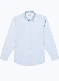 Fursac Cotton Shirt With Straight Collar Sky Blue - Micro-Design Hot