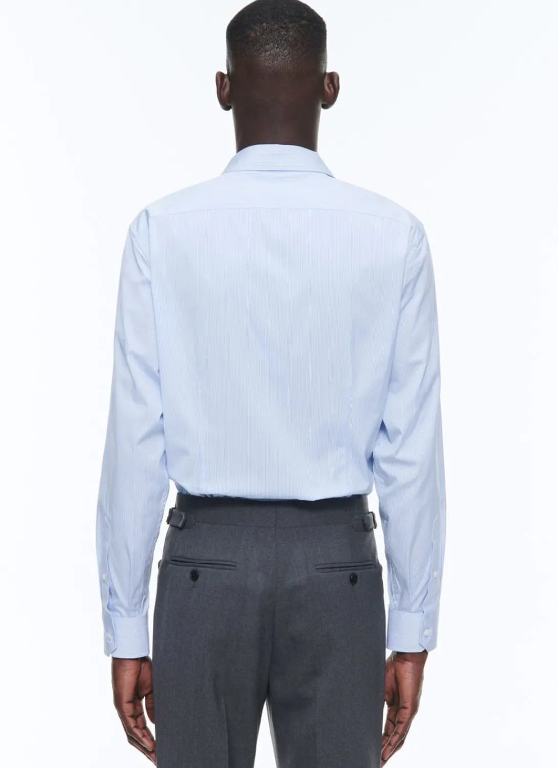 Fursac Cotton Shirt With Straight Collar Sky Blue Stripes Online