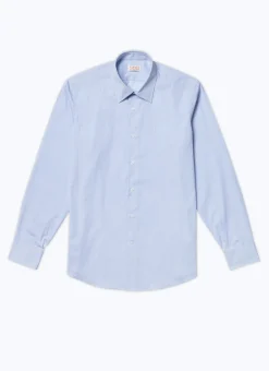 Fursac Cotton Shirt With Straight Collar Sky Blue Stripes Online
