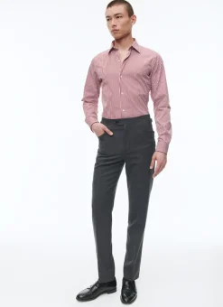Fursac Cotton Shirt With Straight Collar White - Red Bengal Stripes Cheap