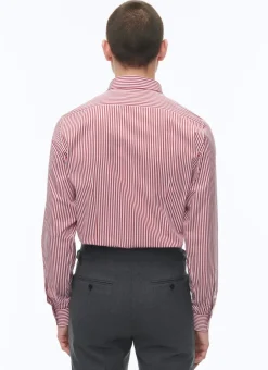 Fursac Cotton Shirt With Straight Collar White - Red Bengal Stripes Cheap