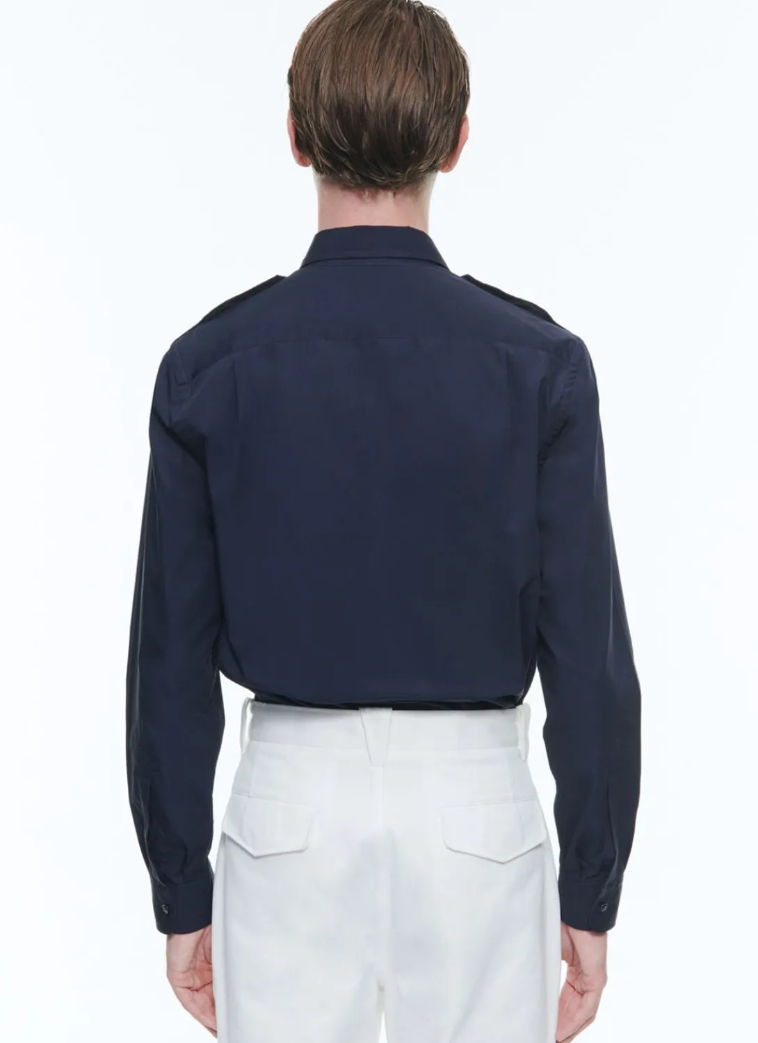 Fursac Cotton Shirt With Swallow Collar Navy Blue Best