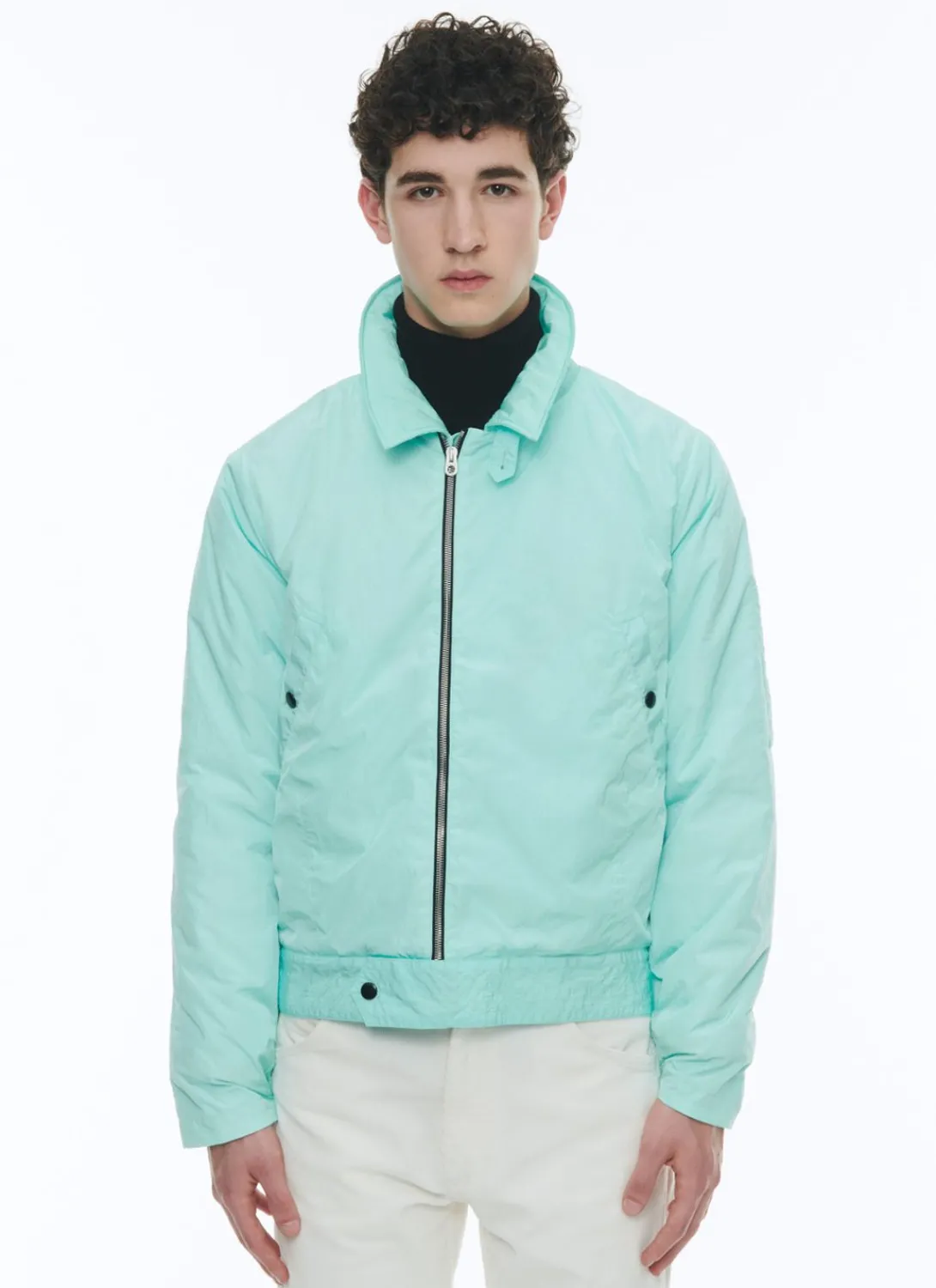 Fursac Creased Technical Canvas Fabric Jacket Ice-Blue Cheap