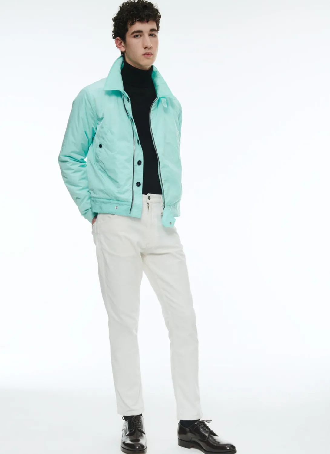 Fursac Creased Technical Canvas Fabric Jacket Ice-Blue Cheap
