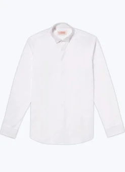 Fursac Egyptian Cotton Wing Collar And Hidden Placket Shirt White Hot