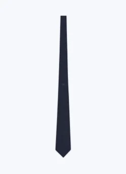 Fursac Embroidered Silk Satin Tie Navy Blue Best
