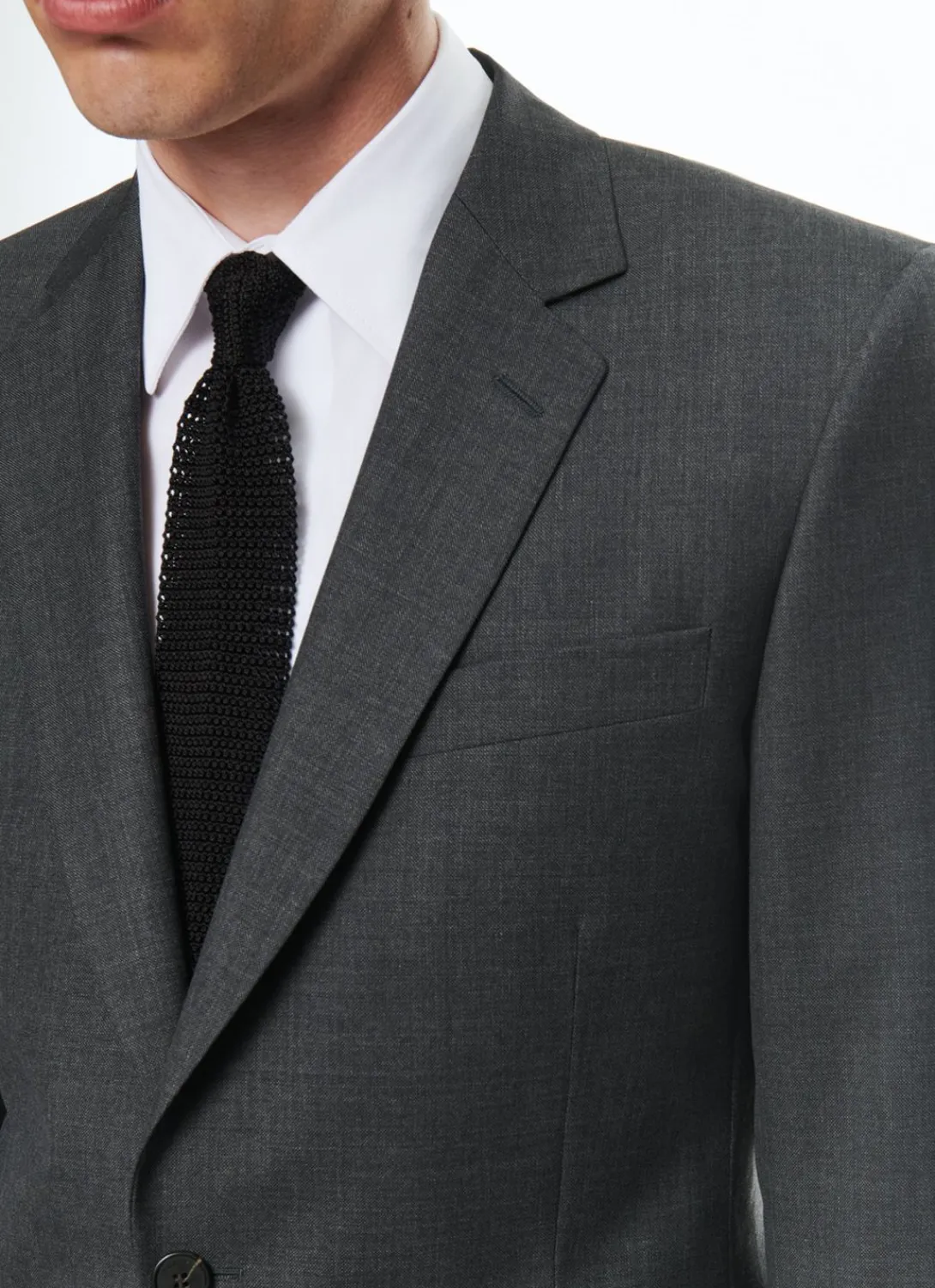 Fursac End-On-End Virgin Wool Fitted Suit Jacket Charcoal Grey - End-On-End Fashion
