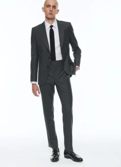 Fursac End-On-End Virgin Wool Fitted Suit Jacket Charcoal Grey - End-On-End Fashion