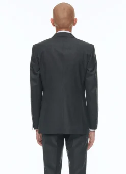 Fursac End-On-End Virgin Wool Fitted Suit Jacket Charcoal Grey - End-On-End Fashion