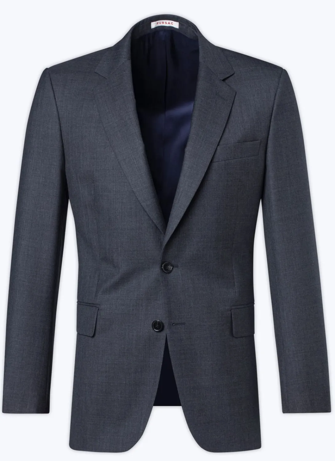 Fursac End-On-End Virgin Wool Fitted Suit Jacket Charcoal Grey - End-On-End Fashion